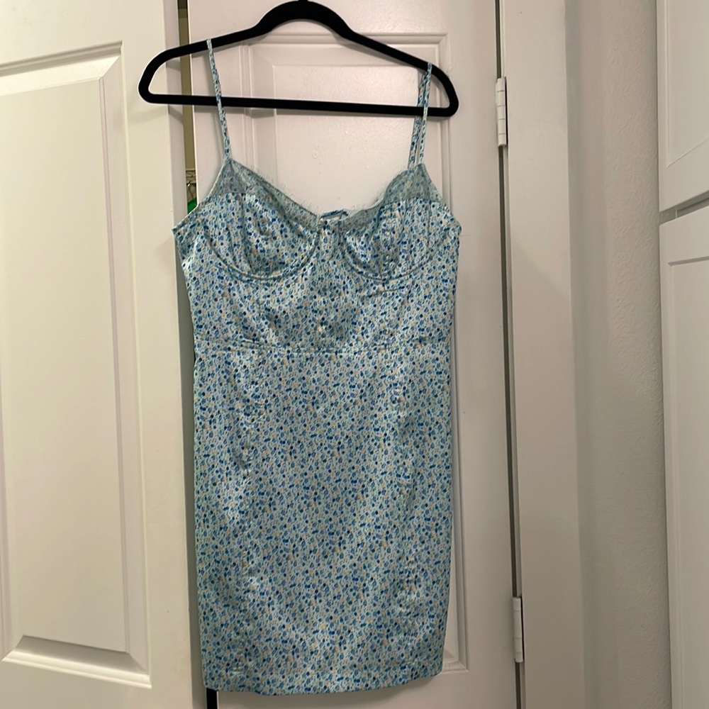 Blue silk dress